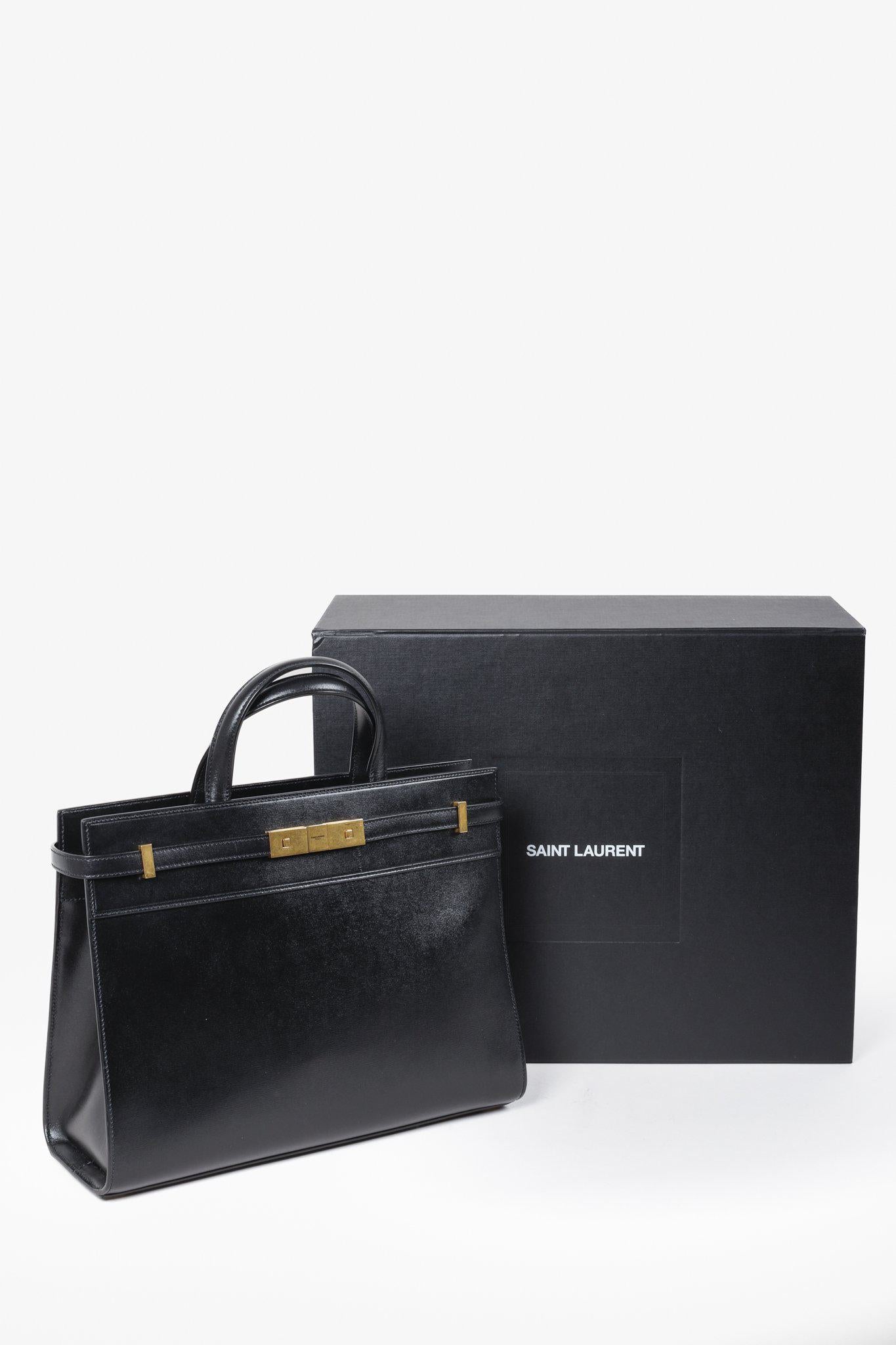 Saint Laurent 2019 Manhattan Medium Black Leather Tote