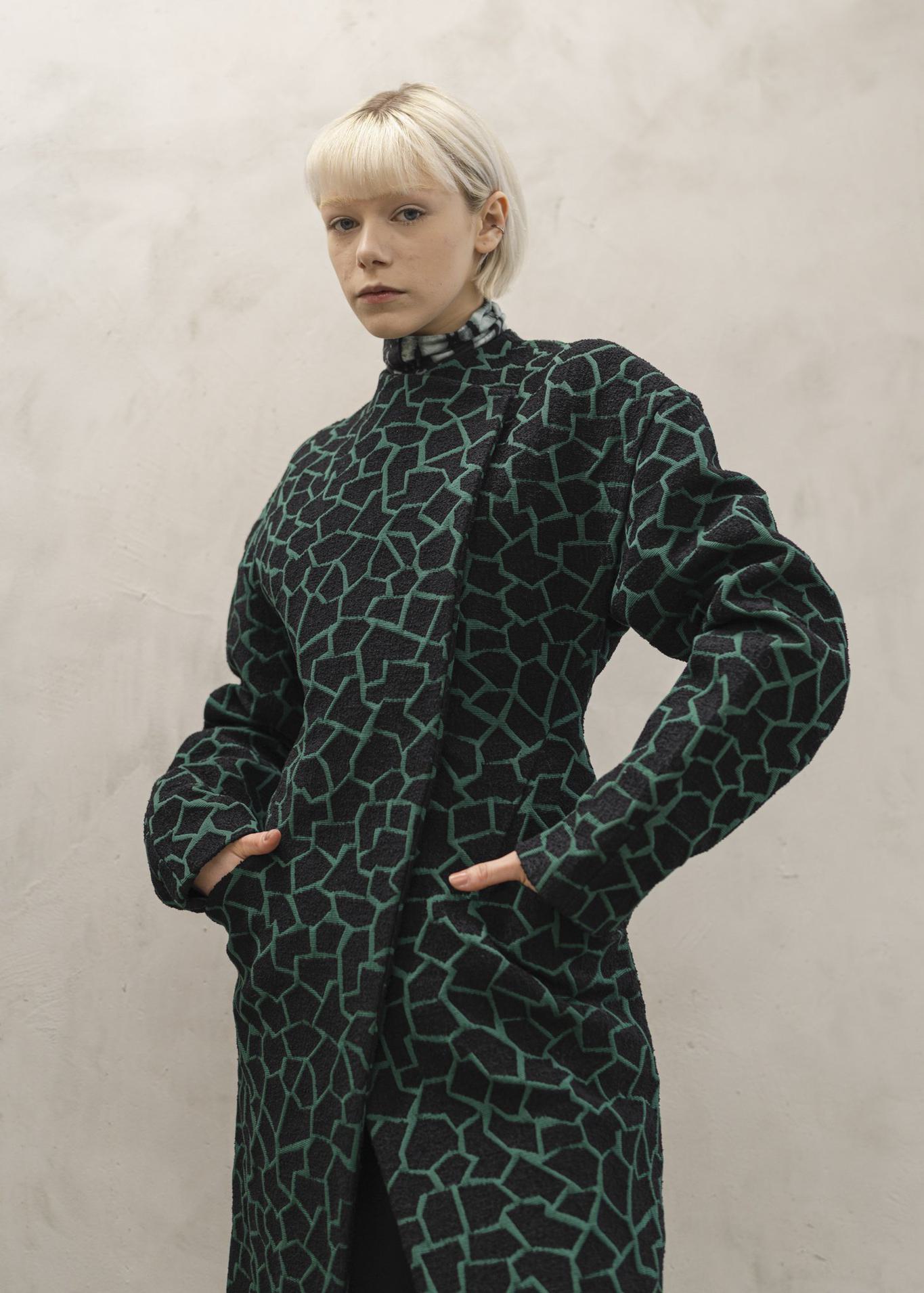 Proenza Schouler F/W 14 Green and Black Geometric Coat