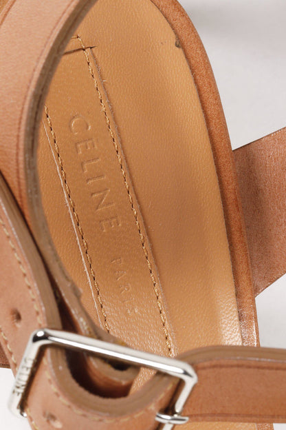 Céline Chain Link Tan Leather Sandals