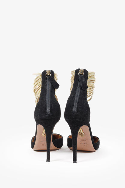 Aquazzura Black Suede Hello Lover 105 Heels