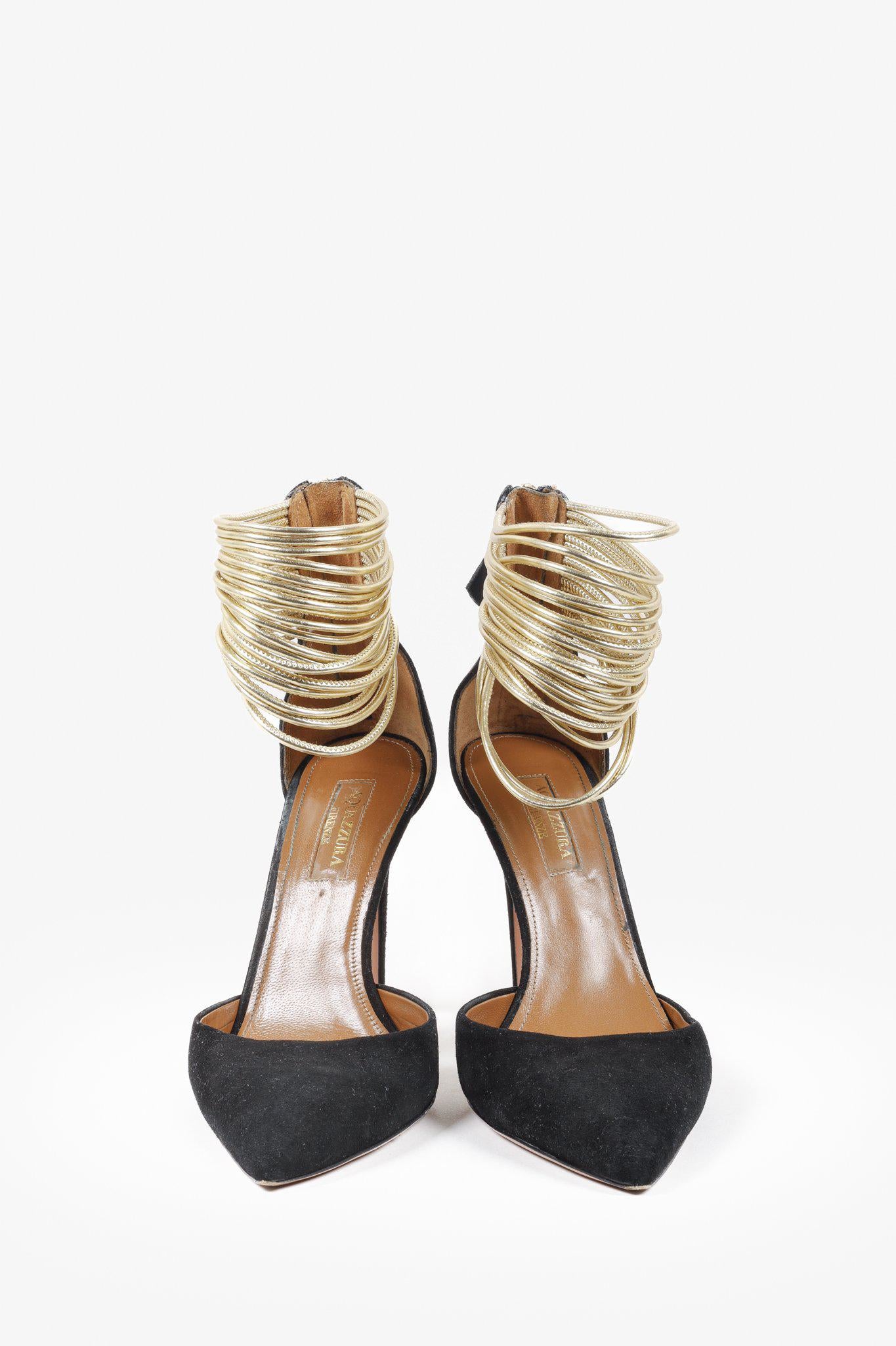 Aquazzura Black Suede Hello Lover 105 Heels