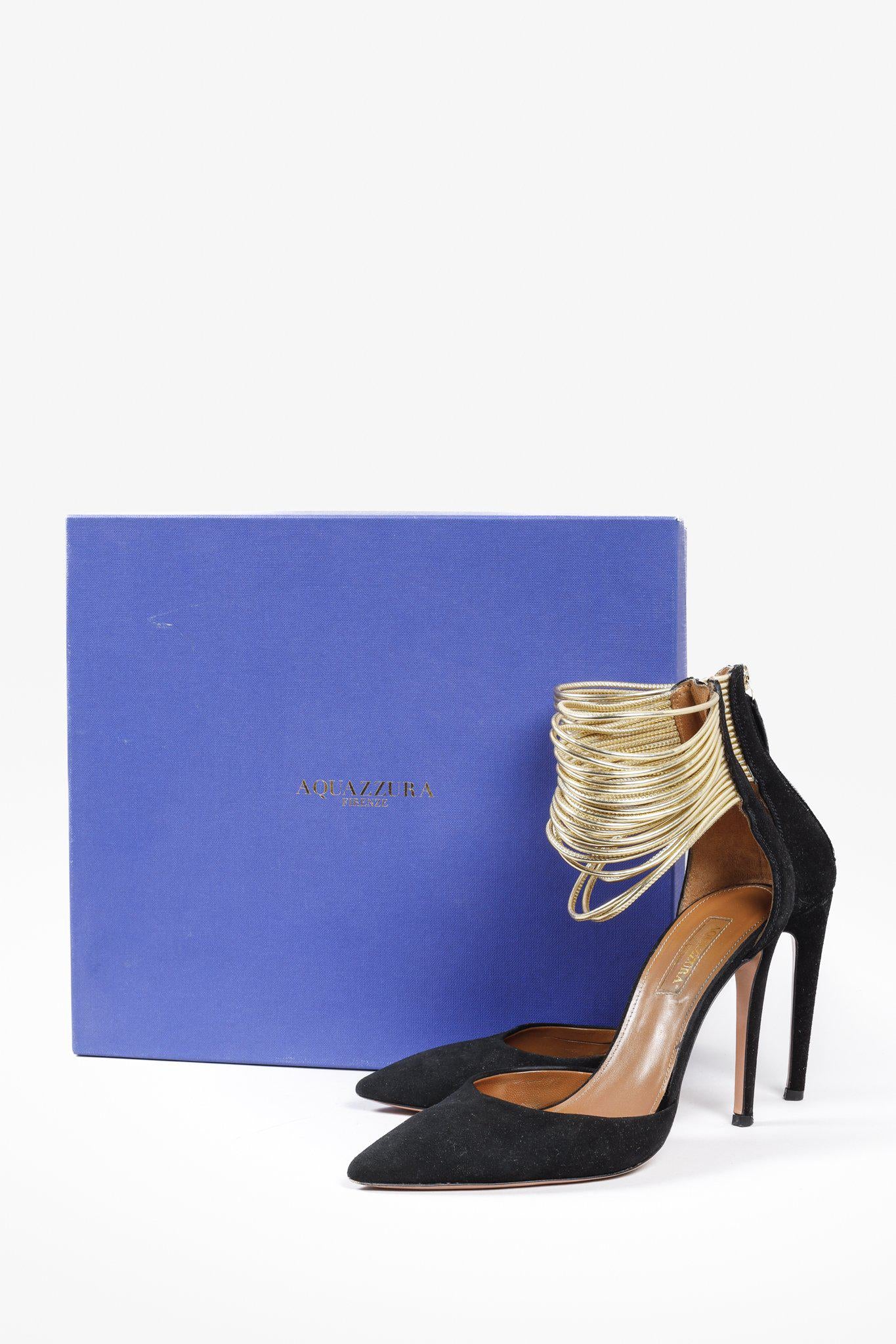 Aquazzura Black Suede Hello Lover 105 Heels