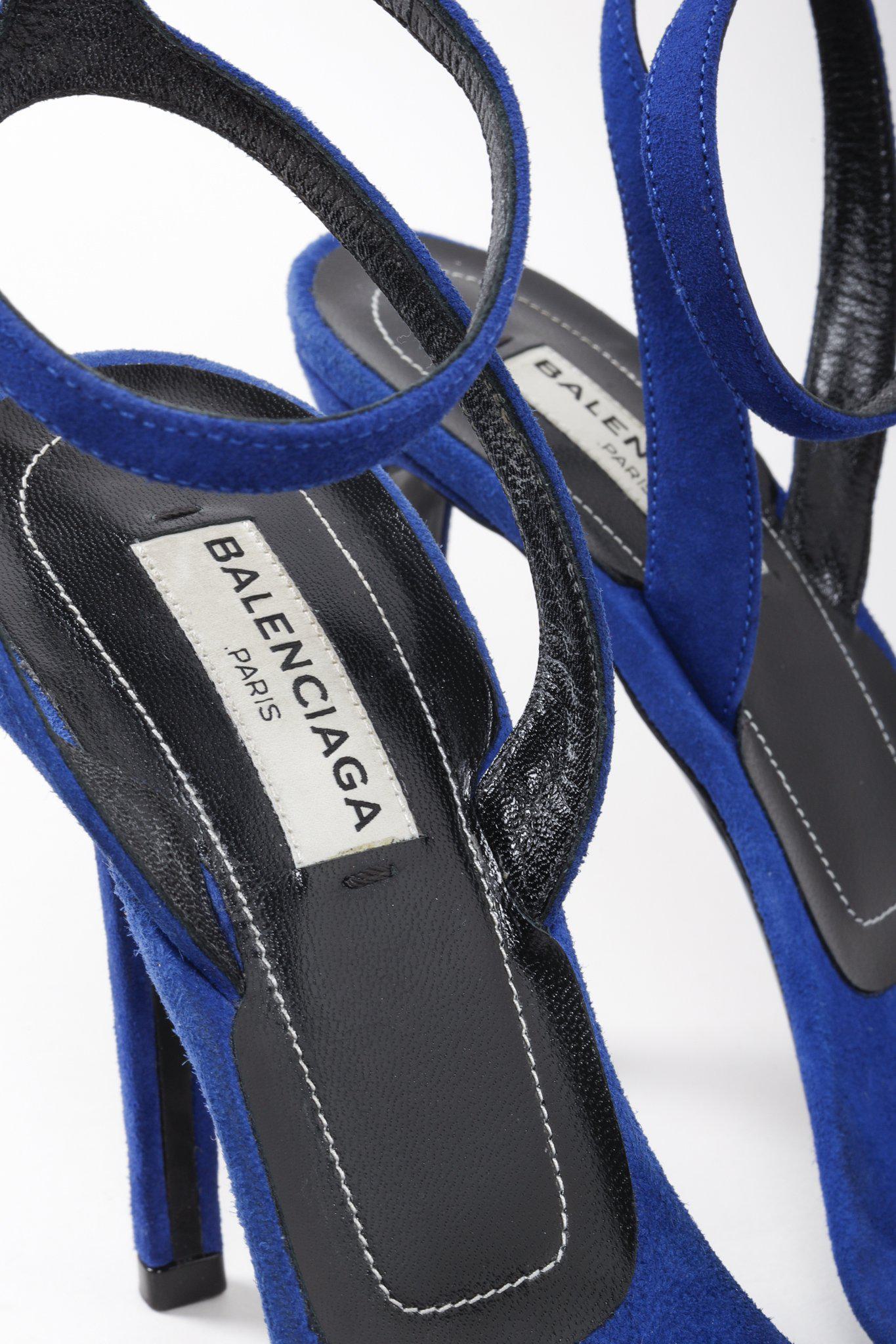 Balenciaga Electric Blue Suede Sandals