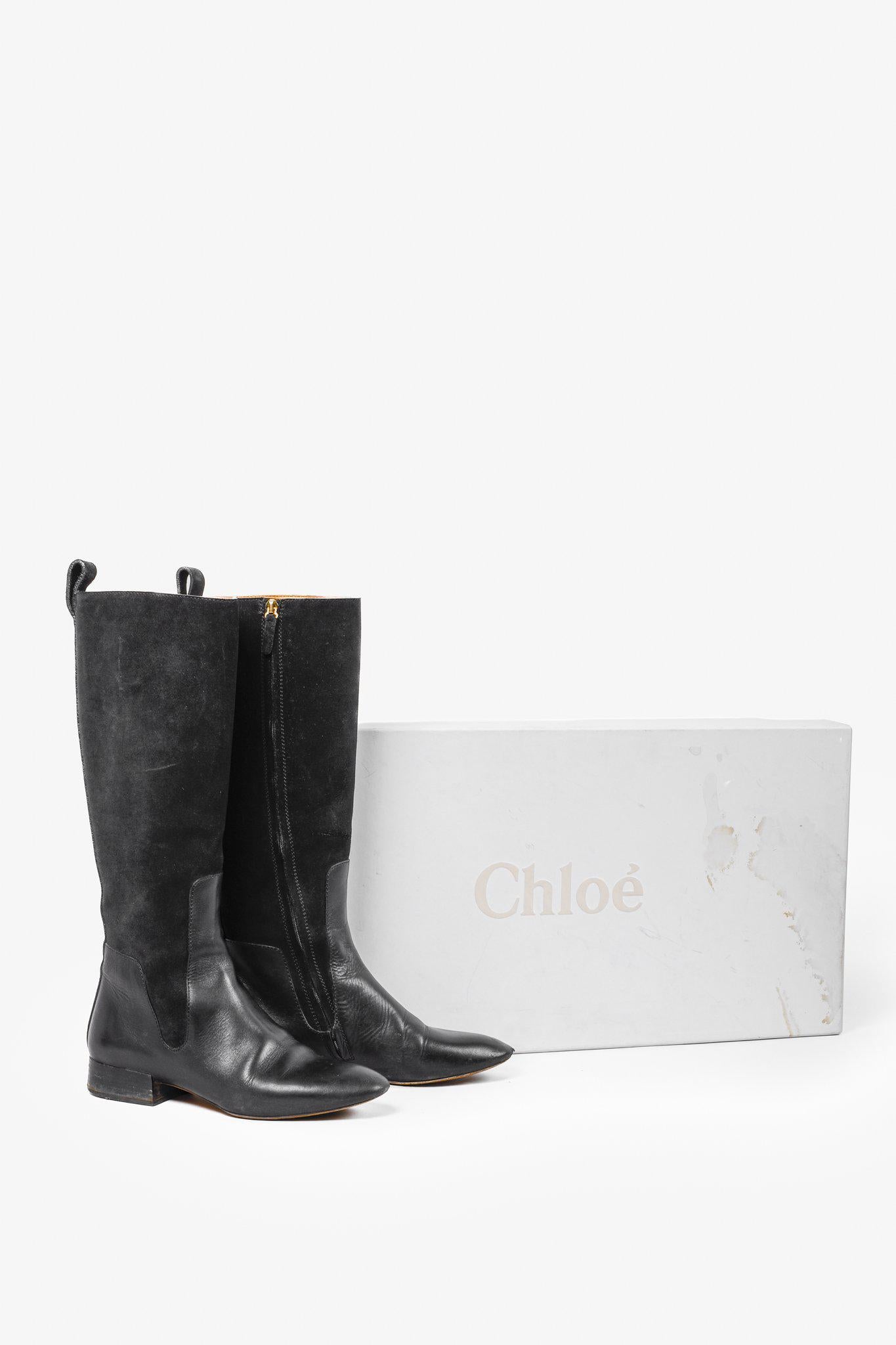 Chloe Dory Black Tall Flat Riding Boots