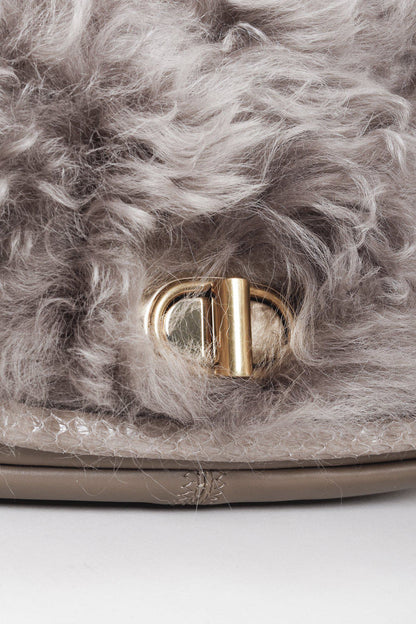 Nina Ricci Taupe Fur Watersnake Bracelet PM Shoulder Bag