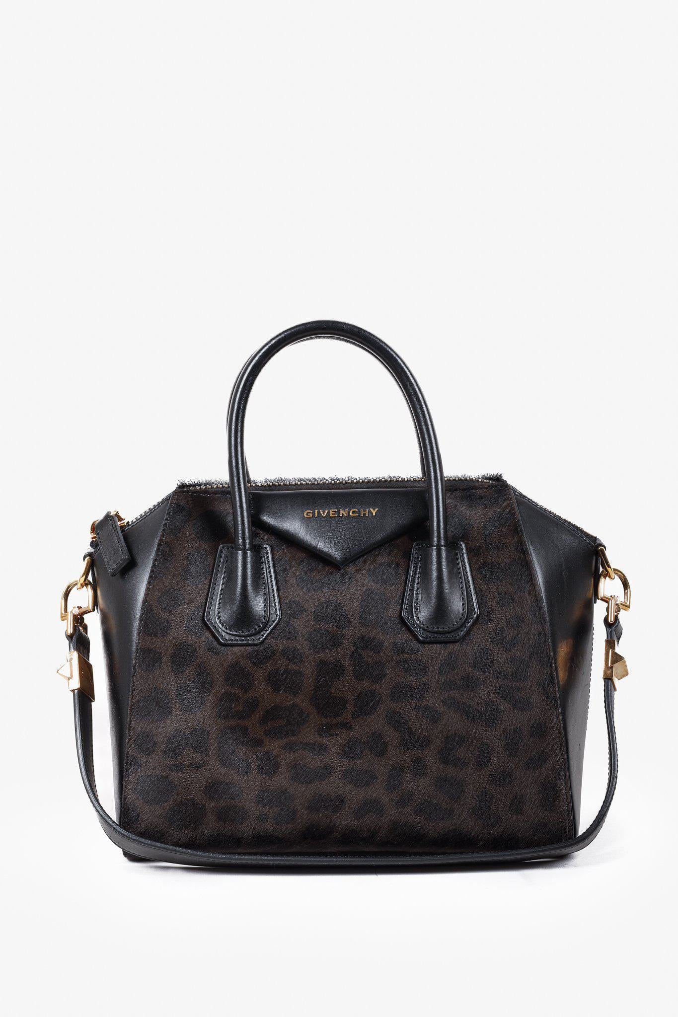 Givenchy Small Black Antigona Calf Hair Leopard Print Bag