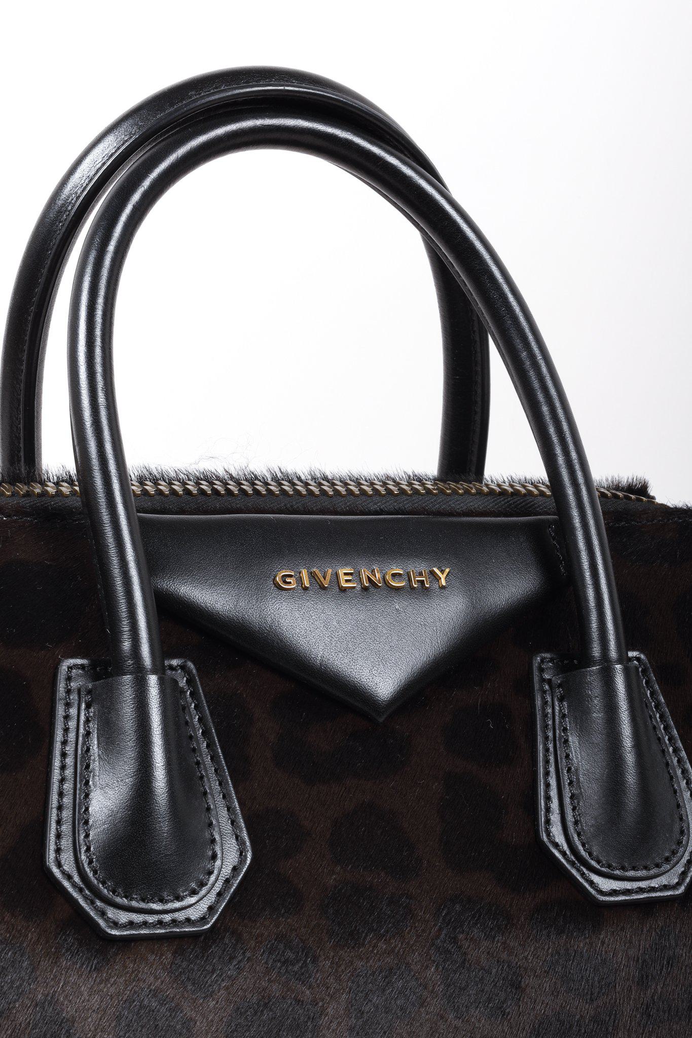 Givenchy Small Black Antigona Calf Hair Leopard Print Bag