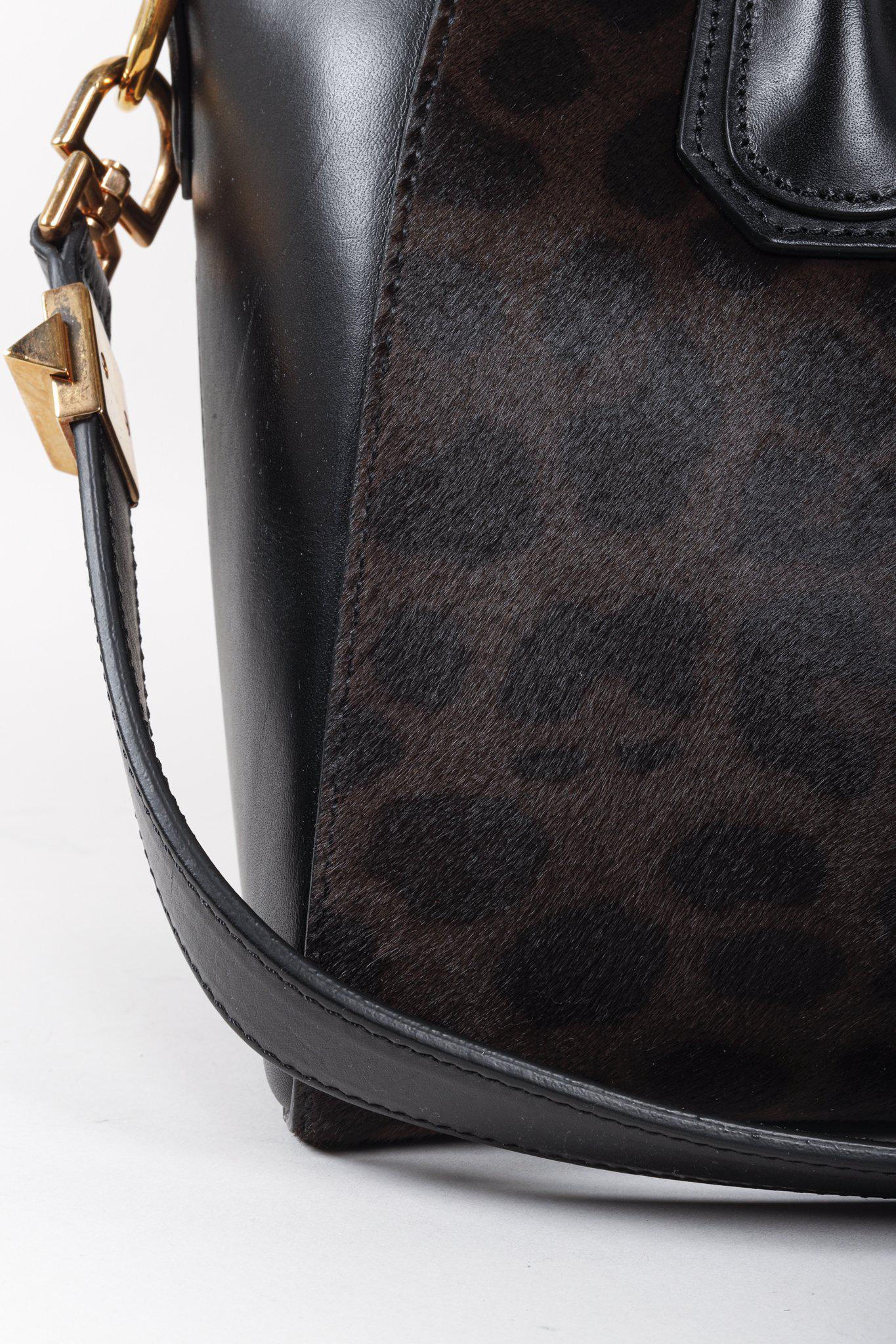 Givenchy Small Black Antigona Calf Hair Leopard Print Bag