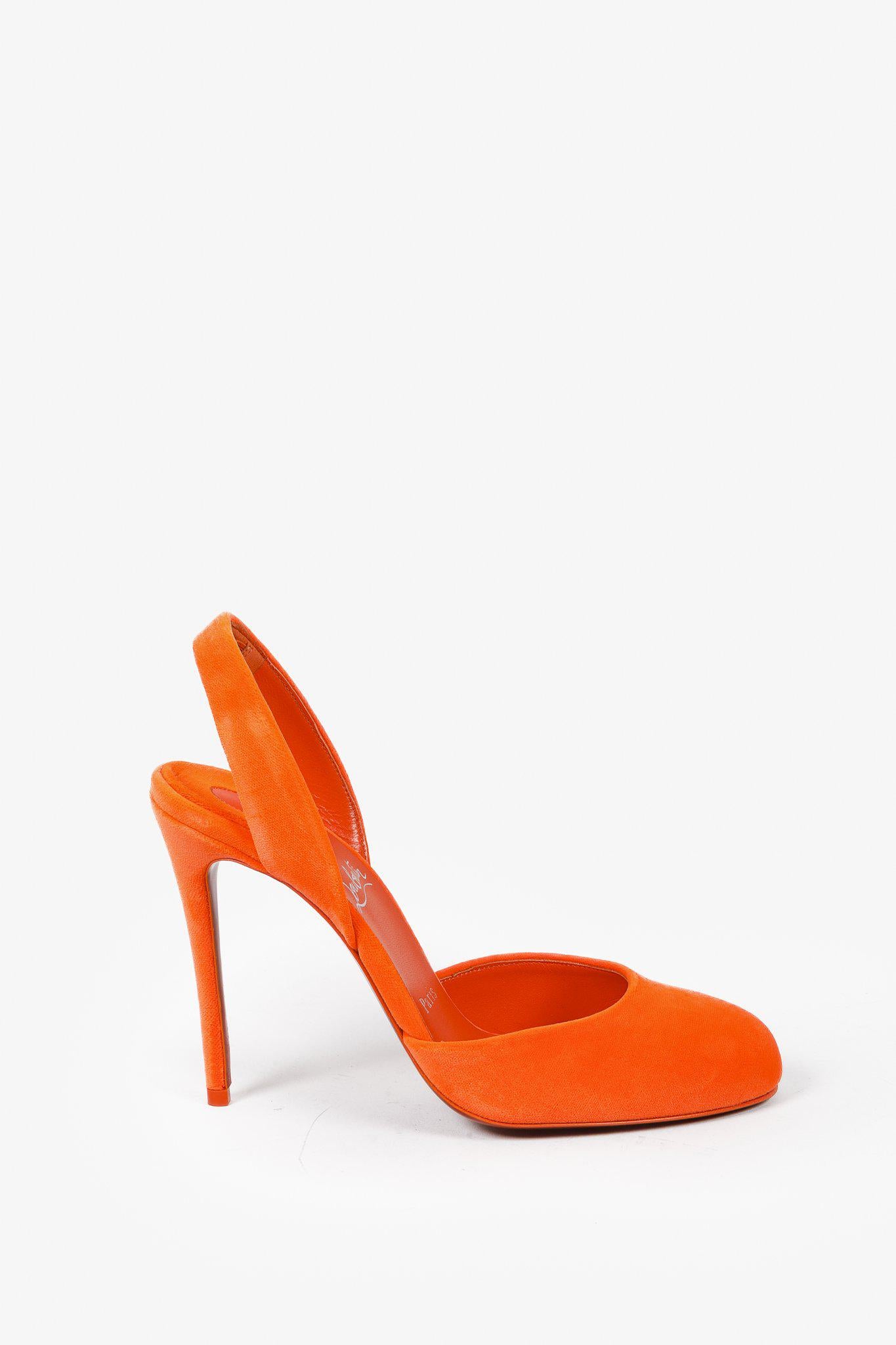 Christian Louboutin Betty 100 Velvet Orange Pumps