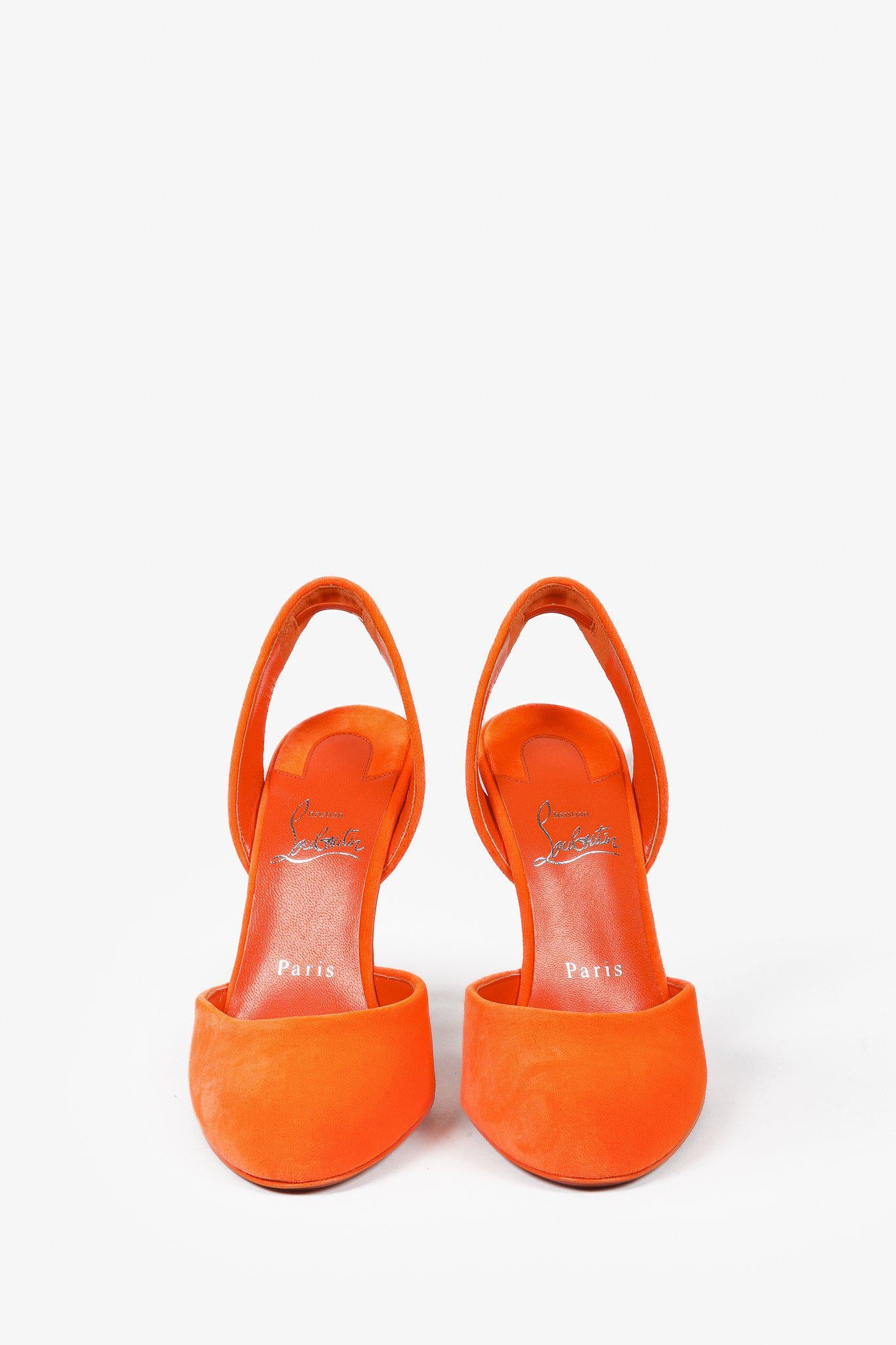 Christian Louboutin Betty 100 Velvet Orange Pumps