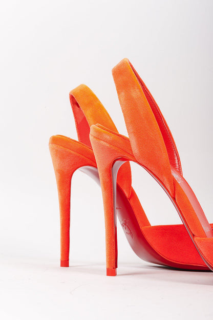 Christian Louboutin Betty 100 Velvet Orange Pumps