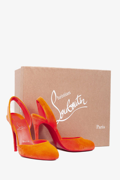 Christian Louboutin Betty 100 Velvet Orange Pumps