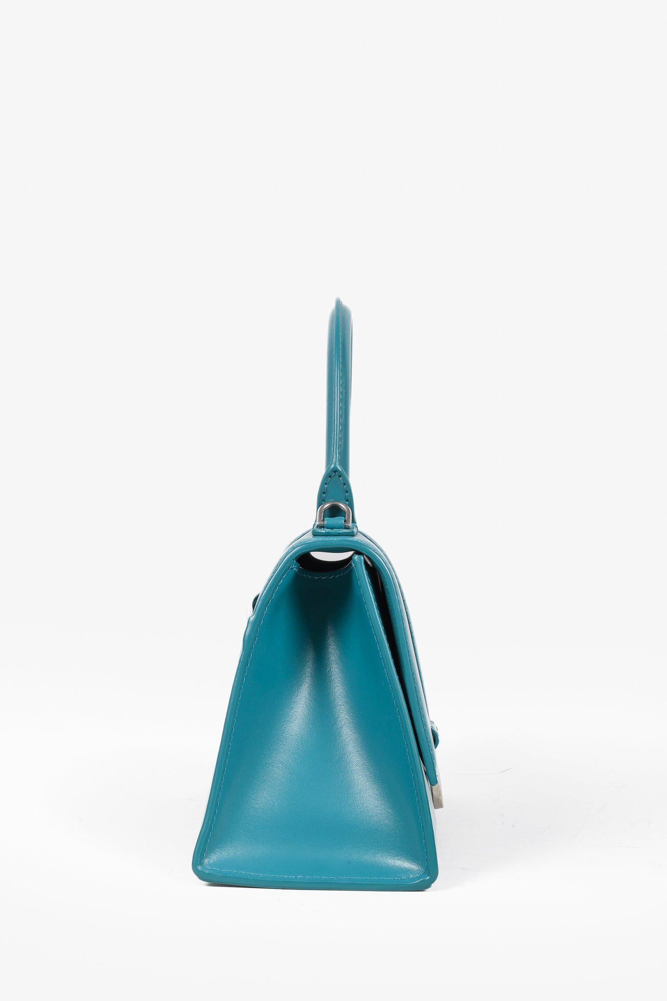 Balenciaga Hourglass Small Leather Bag in Teal