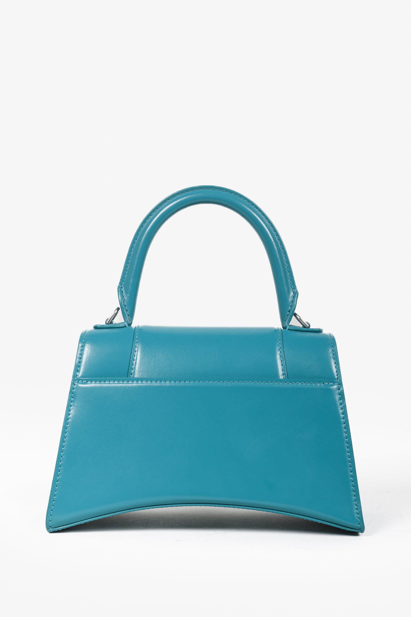 Balenciaga Hourglass Small Leather Bag in Teal