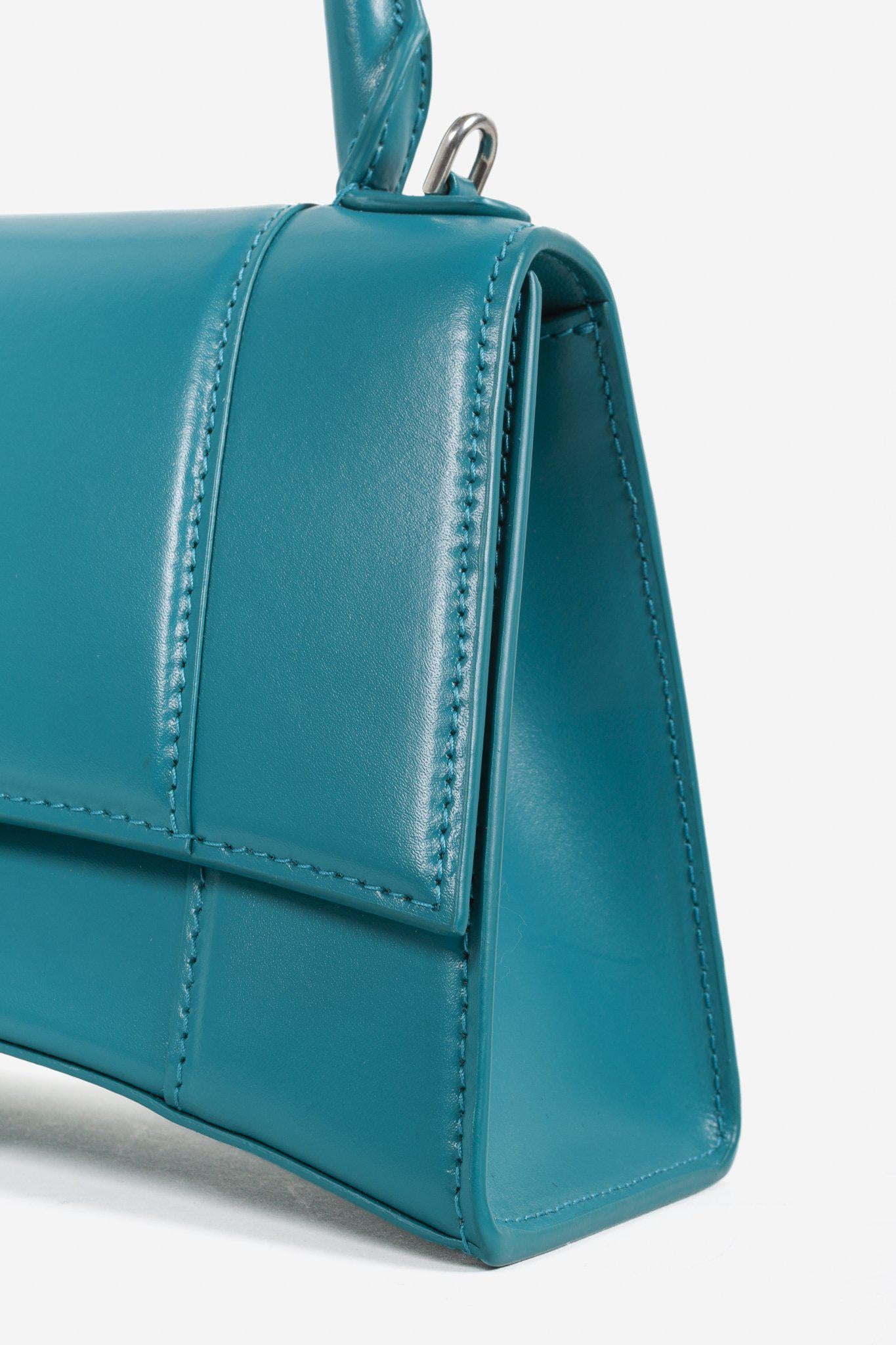 Balenciaga Hourglass Small Leather Bag in Teal