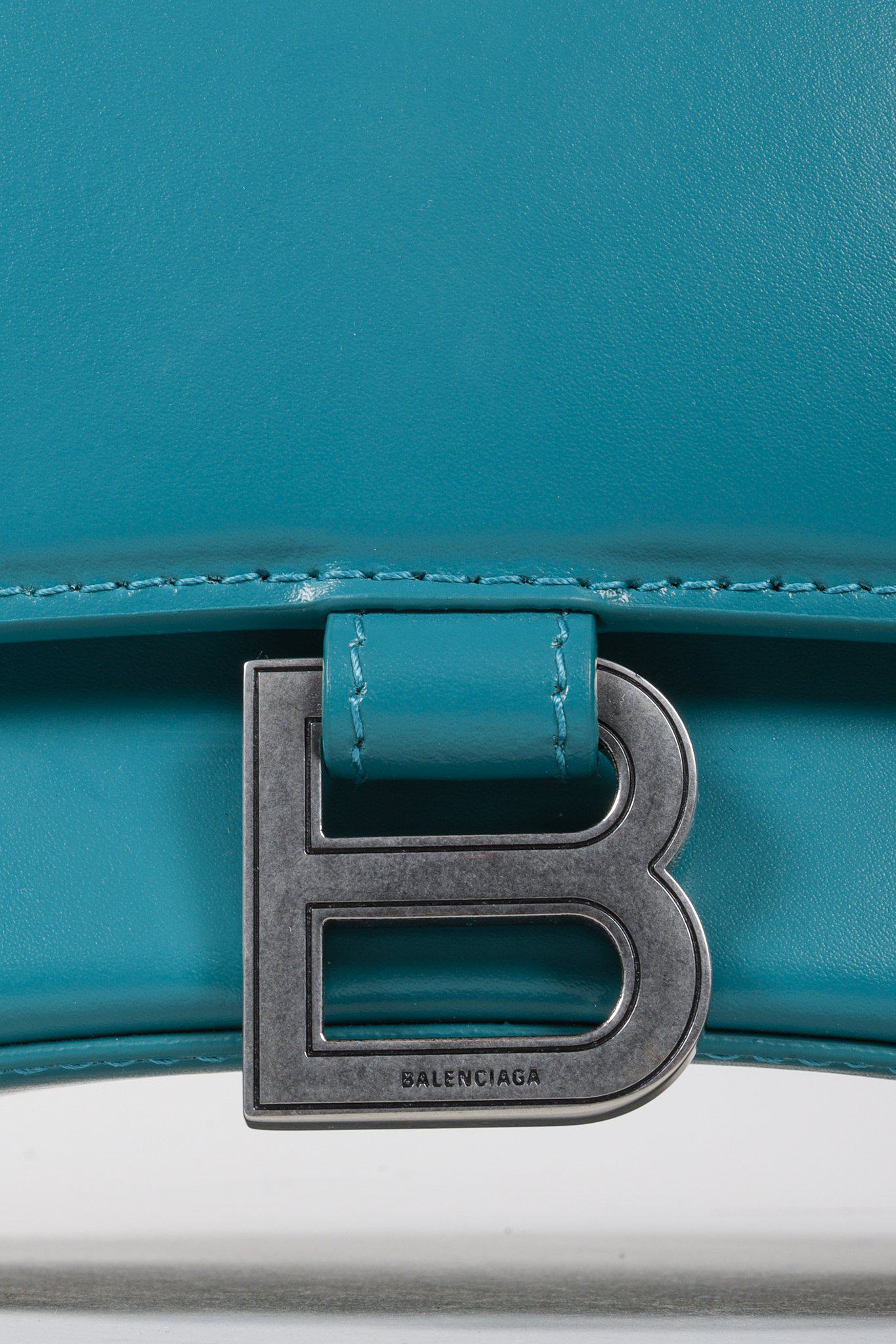 Balenciaga Hourglass Small Leather Bag in Teal