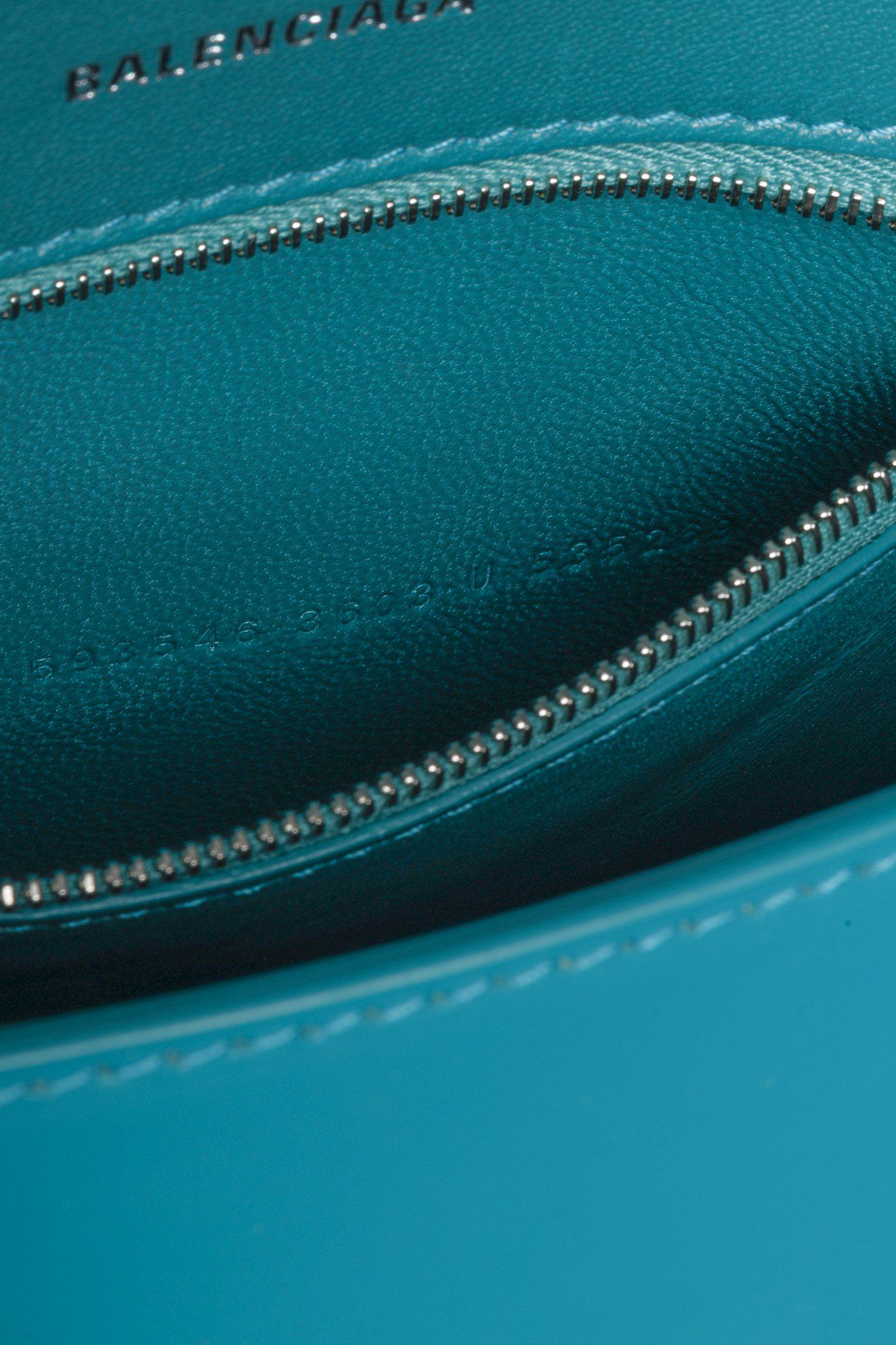 Balenciaga Hourglass Small Leather Bag in Teal