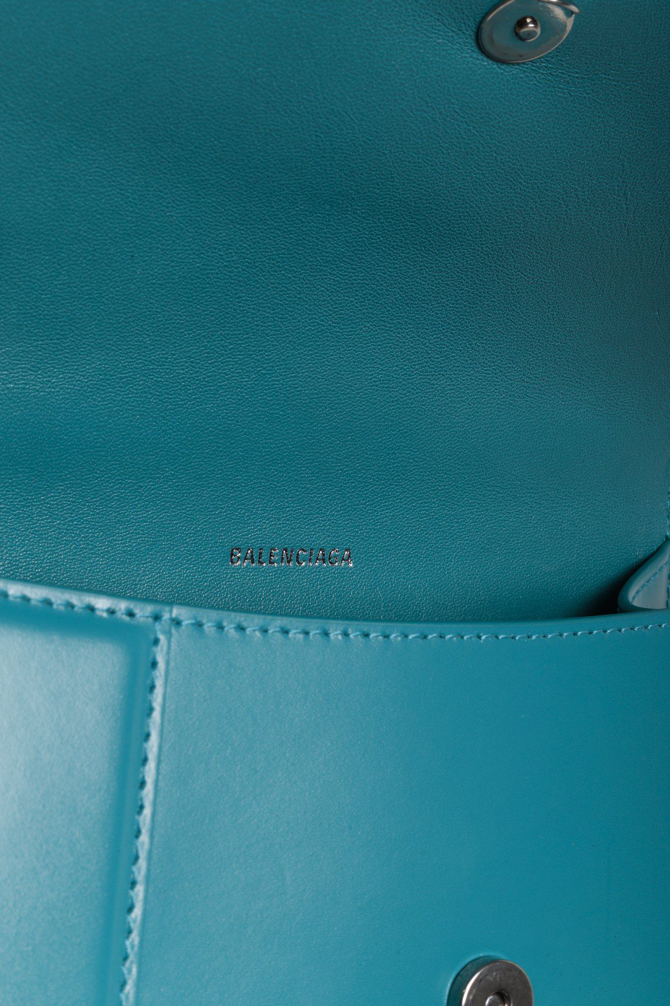 Balenciaga Hourglass Small Leather Bag in Teal