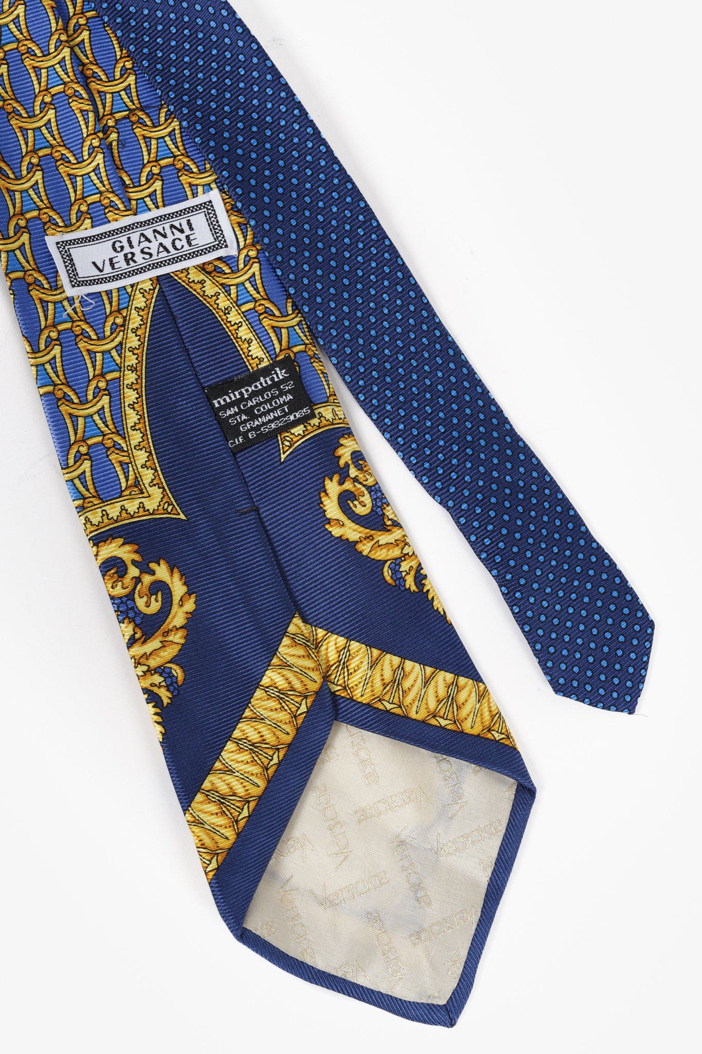 Versace Blue and Gold Silk Tie