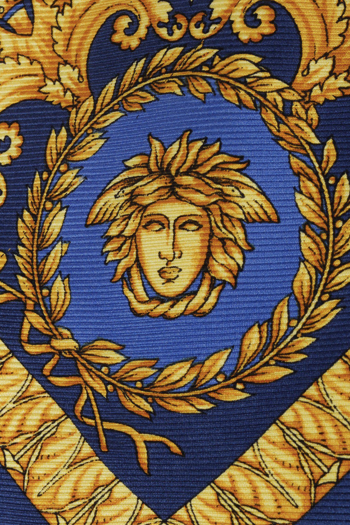 Versace Blue and Gold Silk Tie