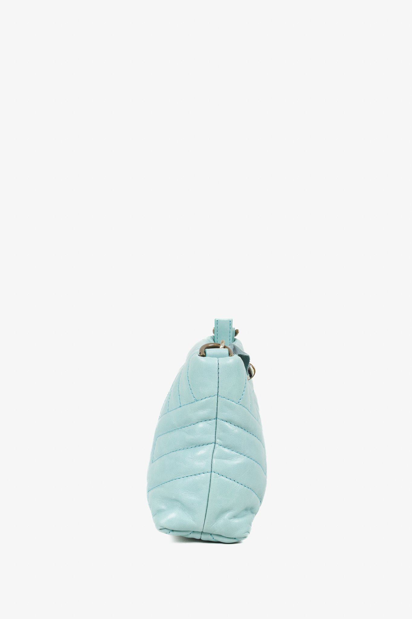 Lanvin Quilted Teal Leather Happy Crossbody Handbag