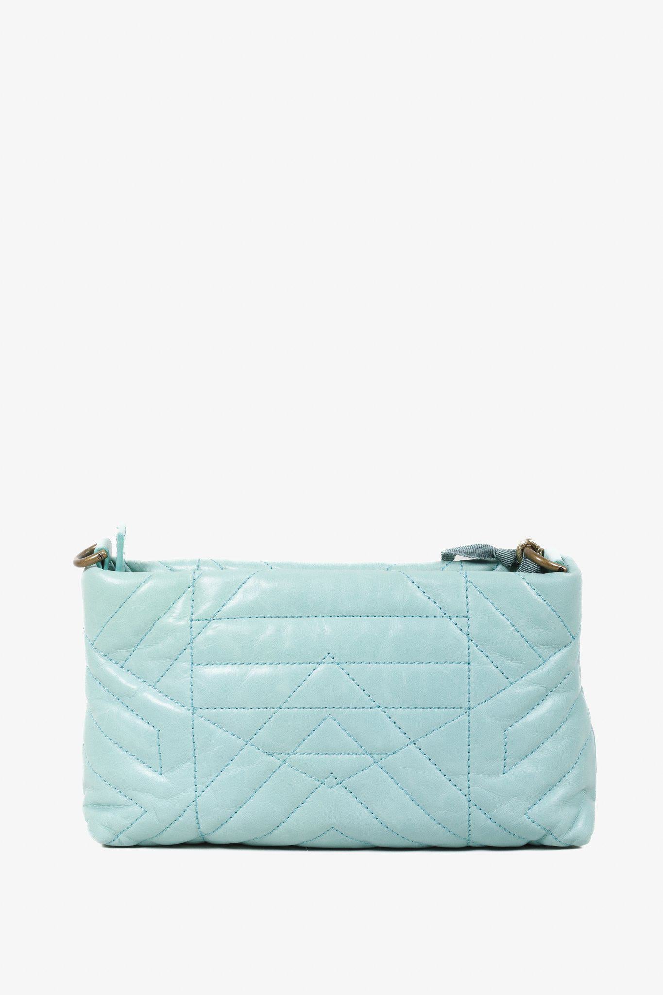 Lanvin Quilted Teal Leather Happy Crossbody Handbag