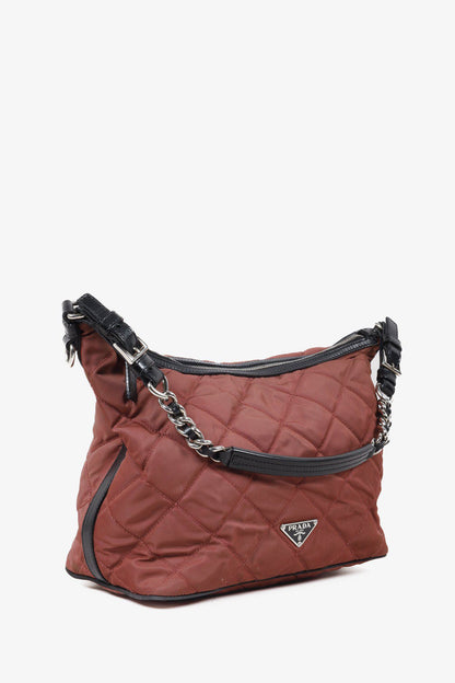Prada Quilted Brown Nylon Small Handbag