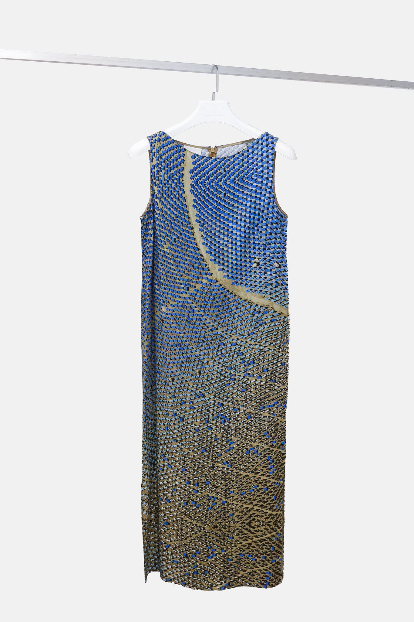 Akris Punto Solar-Print Sleeveless Flounce-Hem Dress