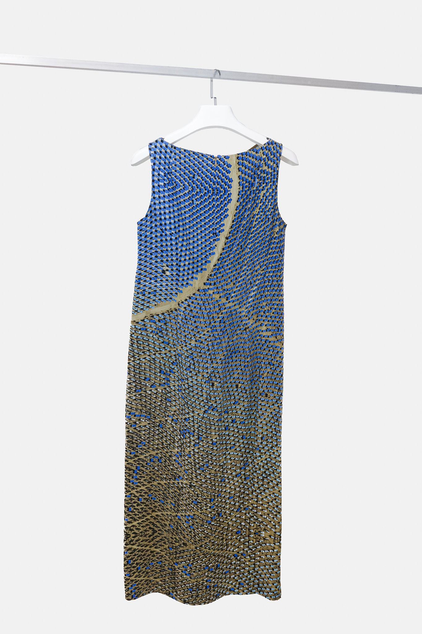 Akris Punto Solar-Print Sleeveless Flounce-Hem Dress