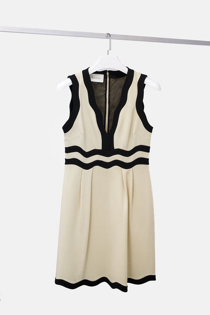 Gucci Black and Ivory Stretch Mini Dress