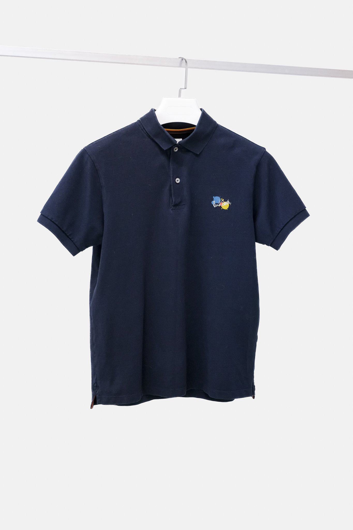 Paul Smith Paint Splatter Navy Blue Polo Shirt