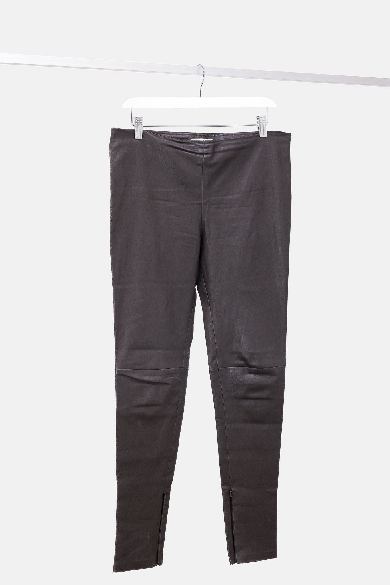 Balenciaga Dark Brown Leather Tapered Pants