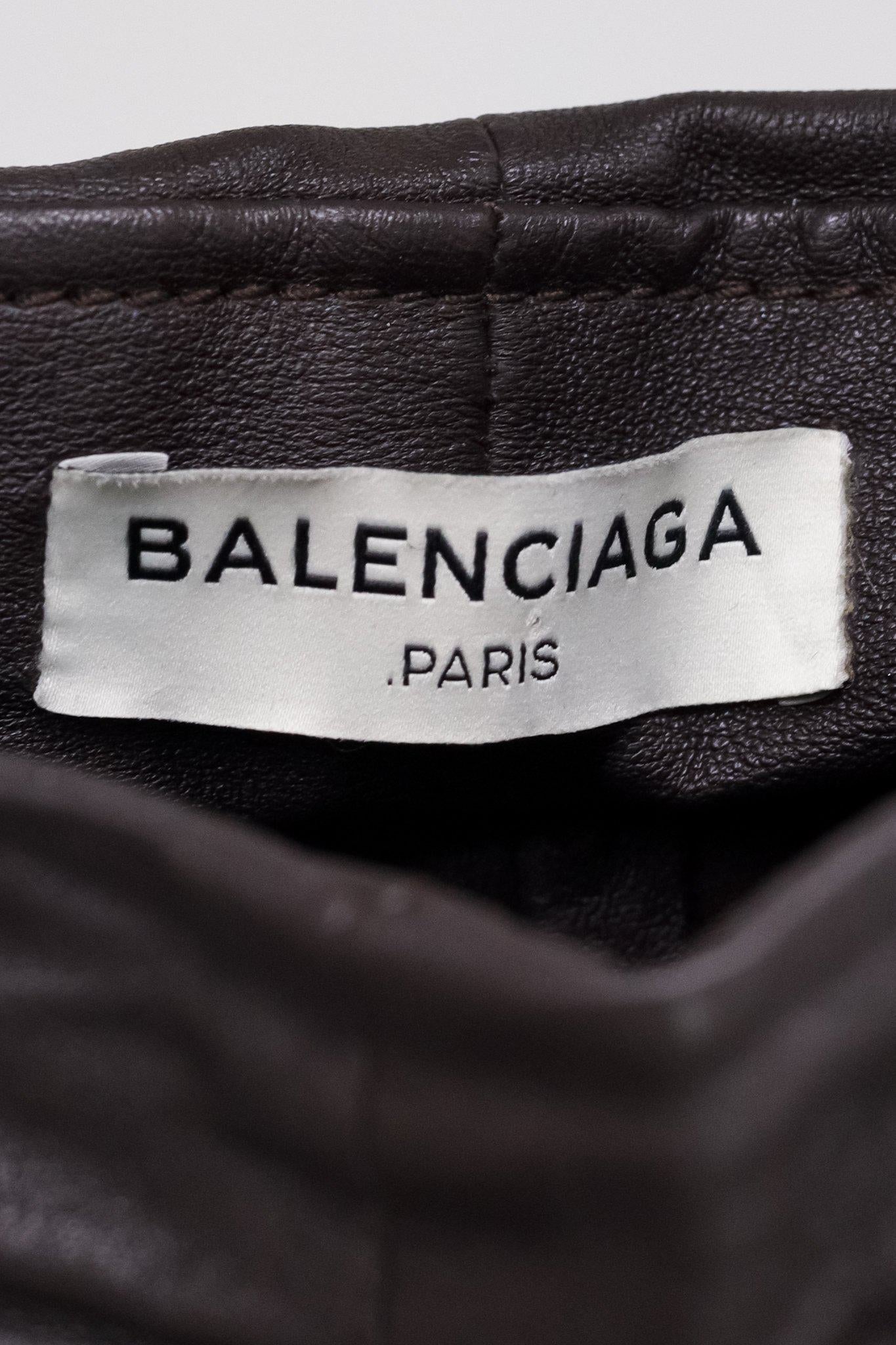 Balenciaga Dark Brown Leather Tapered Pants