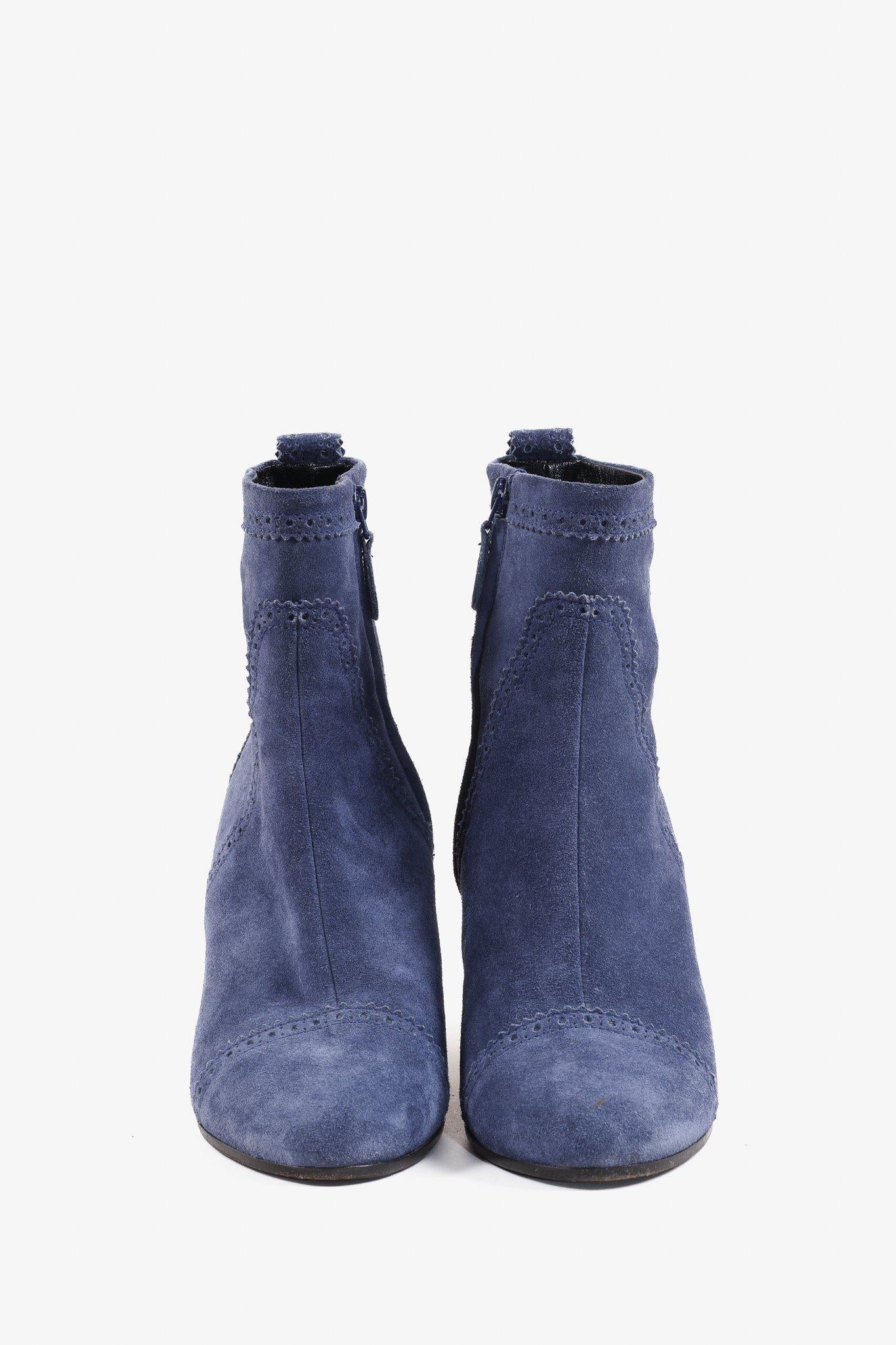 Balenciaga Blue Suede Ankle Boots