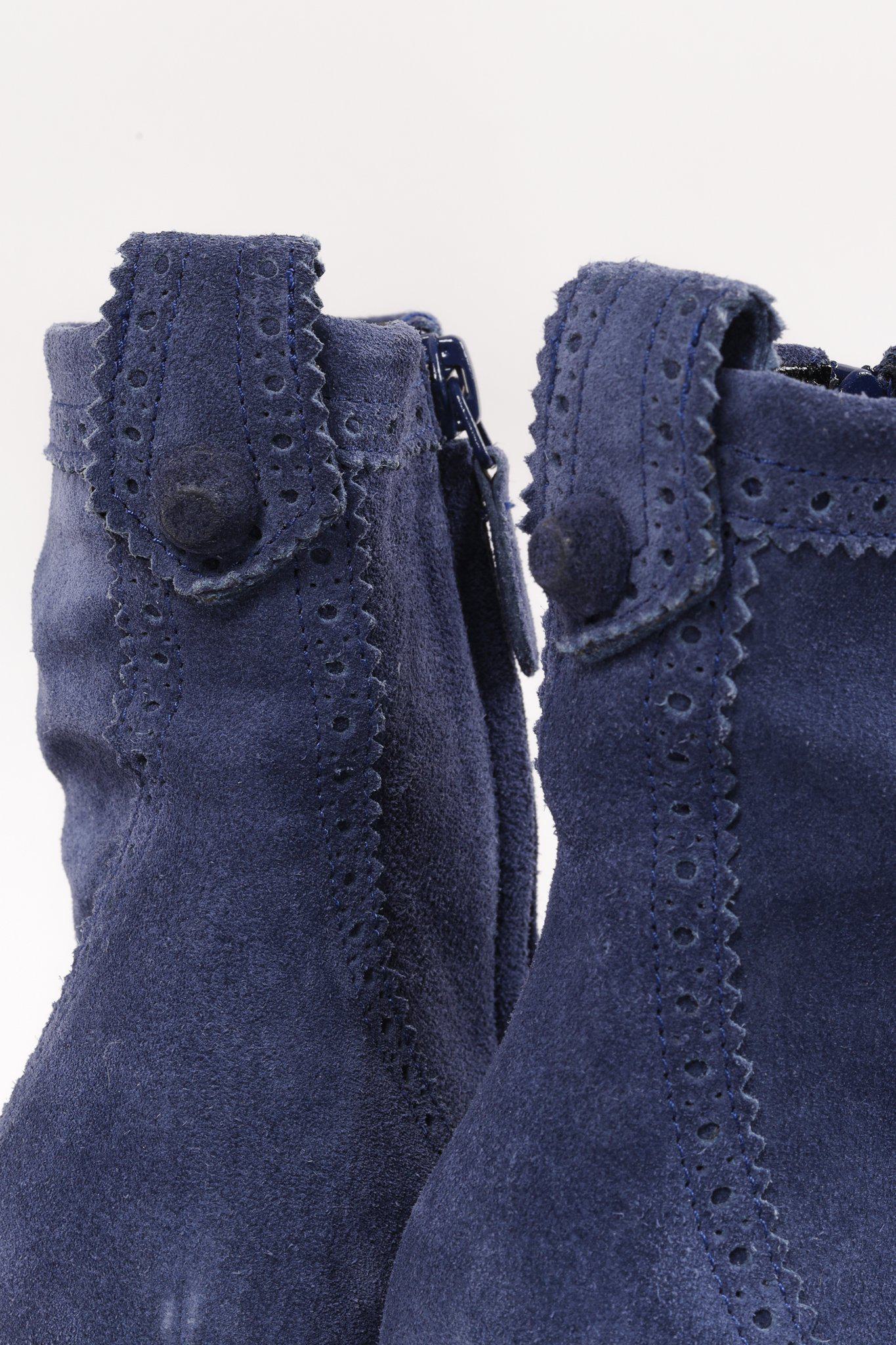 Balenciaga Blue Suede Ankle Boots