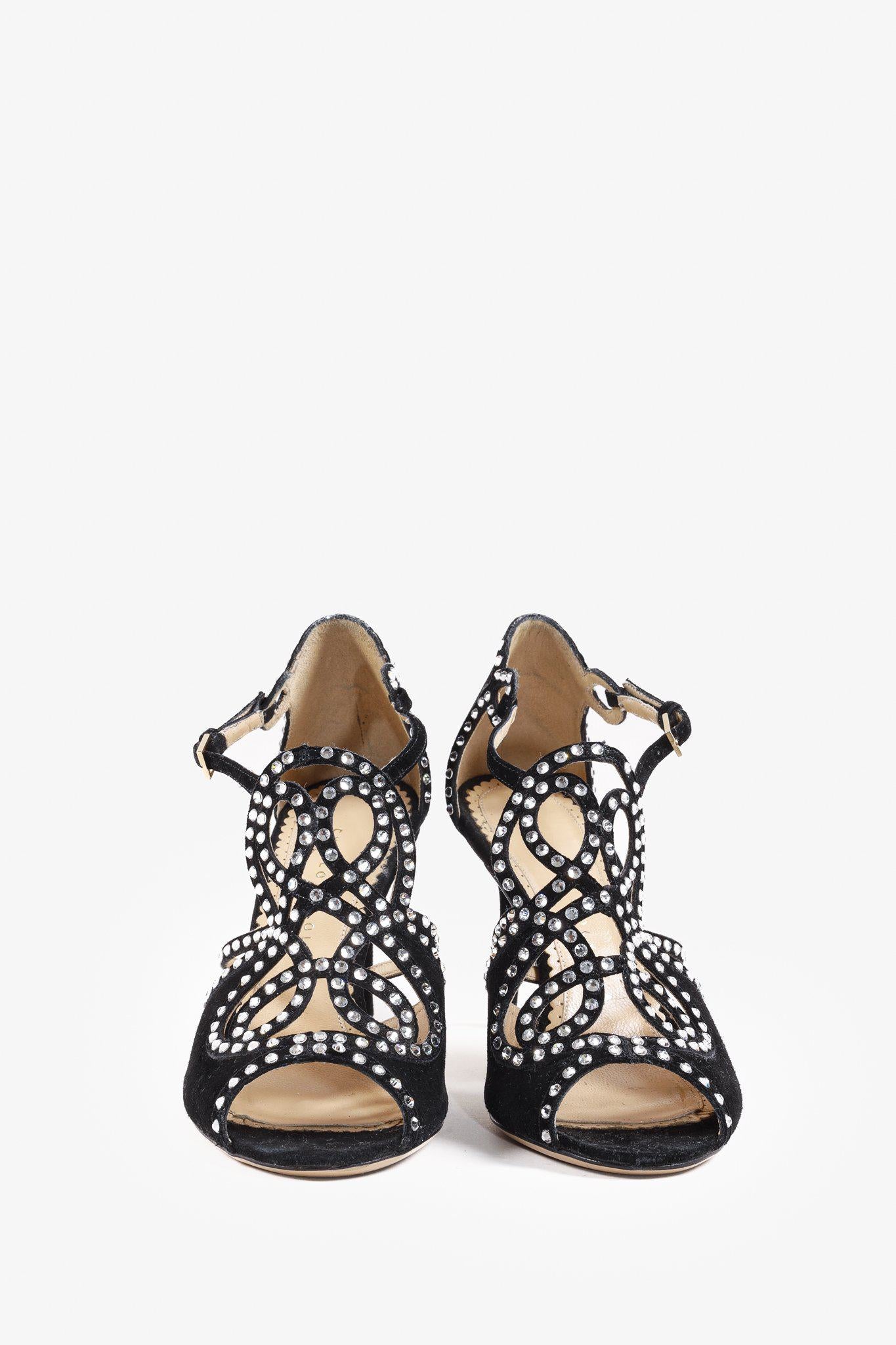 Charlotte Olympia F/14 Crystal Studded Suede Pumps