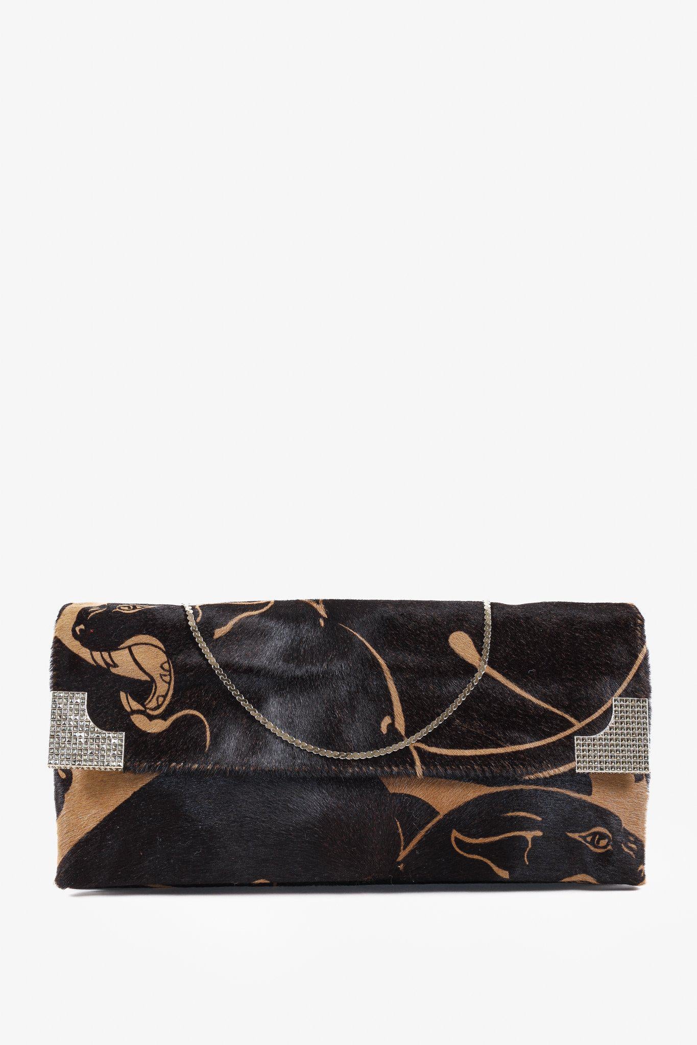 Valentino Horsehair Panther Clutch Handbag